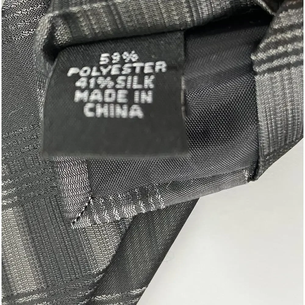 Calvin Klein Necktie Silk Blend Classic Width and Length Black & Gray Stripe NEW